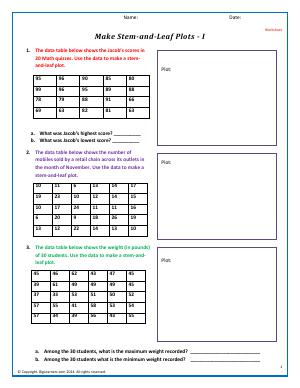 Histograms and StemandLeaf Plots Fifth Grade Math Worksheets Biglearners Histograms and StemandLeaf Plots Fifth Grade Math Worksheets Biglearners