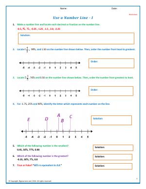 Preview image for worksheet with title Use a Number Line - I