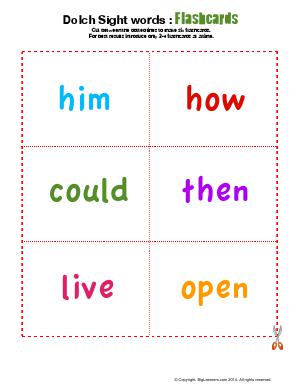 Preview image for worksheet with title Dolch Sight words : Flashcards