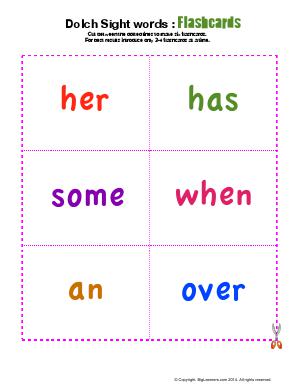Preview image for worksheet with title Dolch Sight words : Flashcards