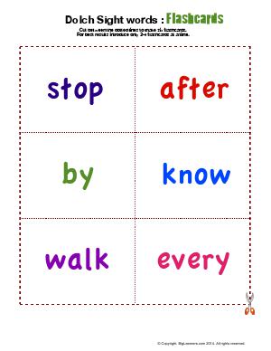 Preview image for worksheet with title Dolch Sight words : Flashcards