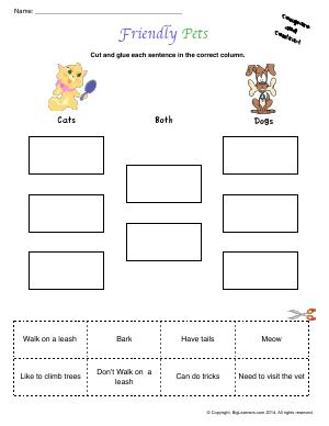 Preview image for worksheet with title Friendly Pets