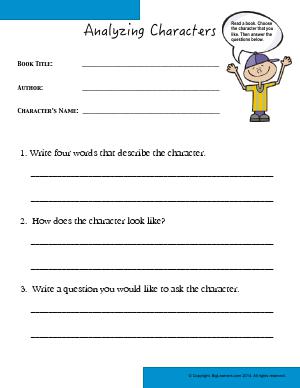 Preview image for worksheet with title Analyzing Characters