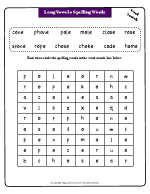 Preview image for worksheet with title Long Vowel o Spelling Words