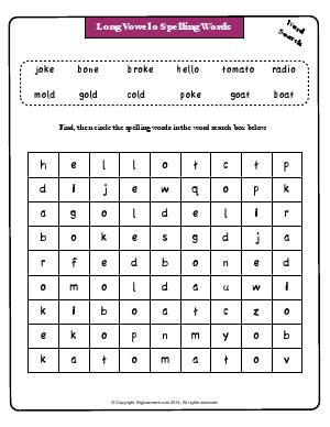 Preview image for worksheet with title Long Vowel o Spelling Words