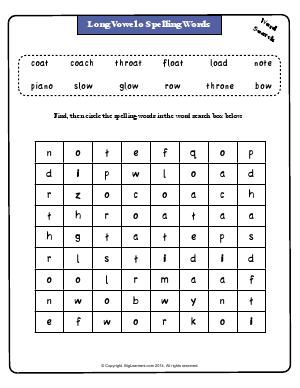 Preview image for worksheet with title Long Vowel o Spelling Words