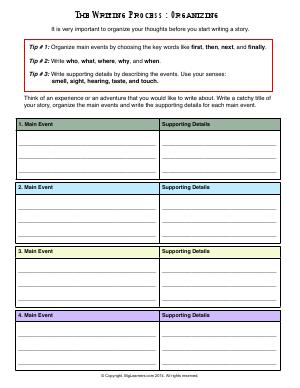 Preview image for worksheet with title The Writing Process: Organizing