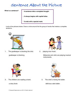 Preview image for worksheet with title Sentence About the Picture