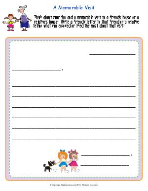 Preview image for worksheet with title A Memorable Visit