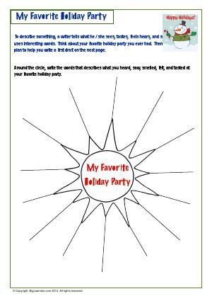 Preview image for worksheet with title My Favorite Holiday Party