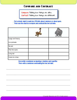 Preview image for worksheet with title Compare and Contrast