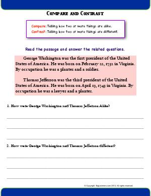 Preview image for worksheet with title Compare and Contrast