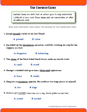Preview image for worksheet with title Use Context Clues
