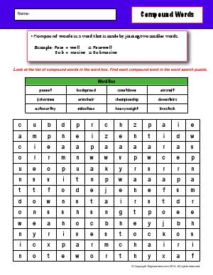 Preview image for worksheet with title Compound Words