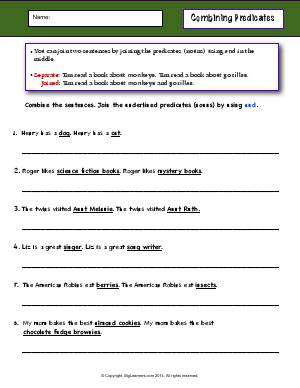 Preview image for worksheet with title Combining Predicates