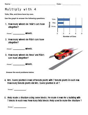 Preview image for worksheet with title Multiply with 4