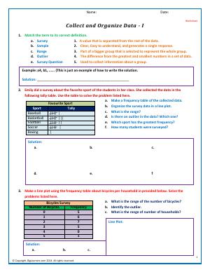 Preview image for worksheet with title Collect and Organize Data - I