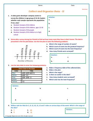 Preview image for worksheet with title Collect and Organize Data - II