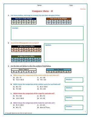 Preview image for worksheet with title Compare Data - II