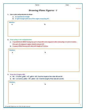 Preview image for worksheet with title Drawing Plane Figures - I