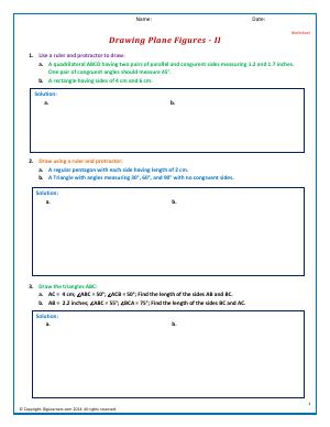 Preview image for worksheet with title Drawing Plane Figures - II