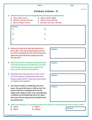 Preview image for worksheet with title Estimate Volume - II