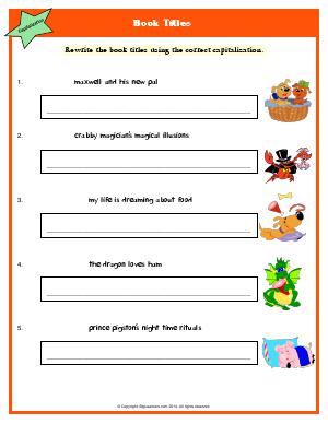 Preview image for worksheet with title Book Titles