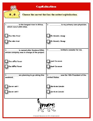 Preview image for worksheet with title Capitalization