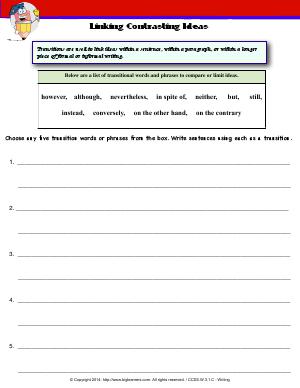 Preview image for worksheet with title Linking Contrasting Ideas