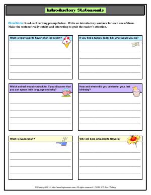 Preview image for worksheet with title Introductory Statements
