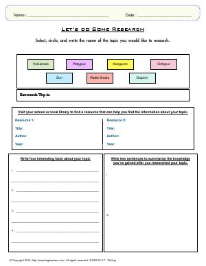 Preview image for worksheet with title Let&rsquo;s do Some Research