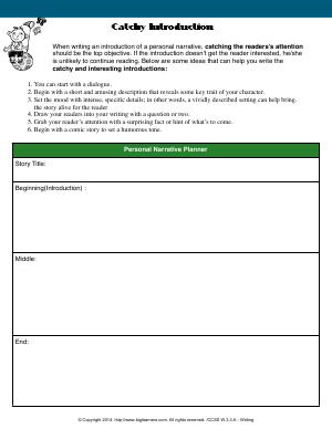 Preview image for worksheet with title Catchy Introduction