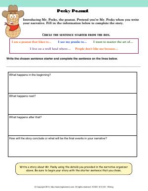 Preview image for worksheet with title Pesky Peanut