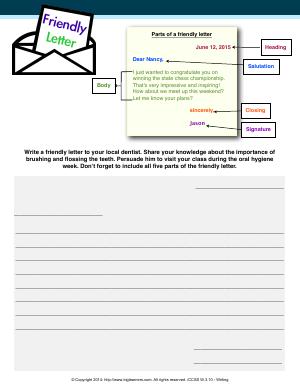 Preview image for worksheet with title Friendly Letter