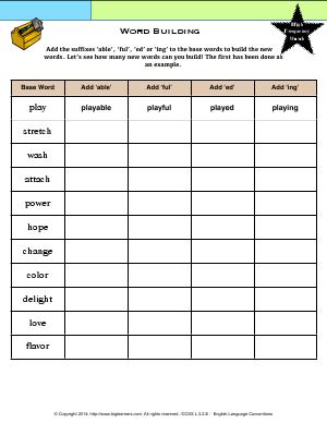 Preview image for worksheet with title Word Building