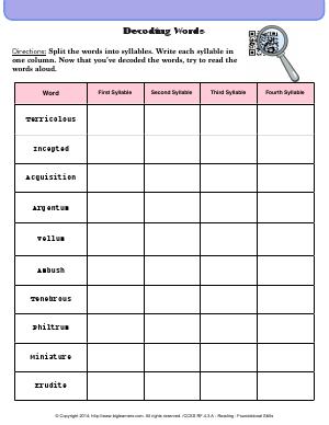 Unfamiliar Words | Fourth Grade English Worksheets | Biglearners