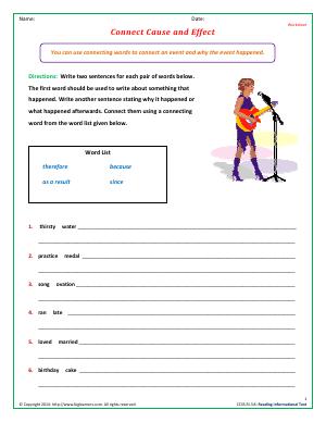 Preview image for worksheet with title Connect Cause and Effect