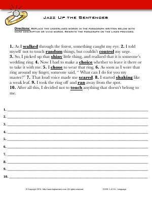 Preview image for worksheet with title Jazz Up the Sentences