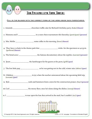 Preview image for worksheet with title The Progressive Verb Tenses