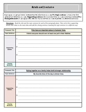 Preview image for worksheet with title Details and Conclusion