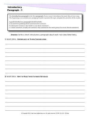 Preview image for worksheet with title Introductory Paragraph - 1