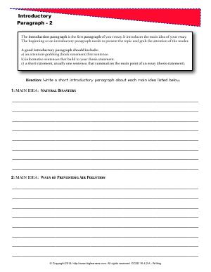 Preview image for worksheet with title Introductory Paragraph - 2