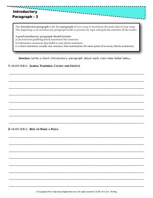 Preview image for worksheet with title Introductory Paragraph - 3