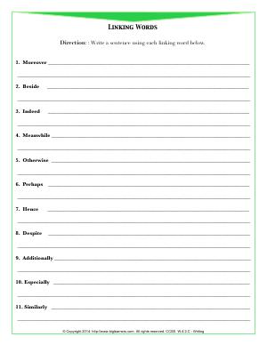 Preview image for worksheet with title Linking Words
