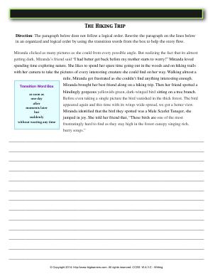 Preview image for worksheet with title The Hiking Trip