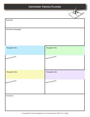 Preview image for worksheet with title Expository Writing Planner