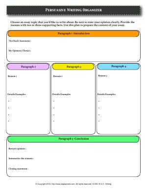 Preview image for worksheet with title Persuasive Writing Organizer