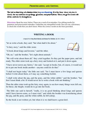 Preview image for worksheet with title Proofreading and Editing
