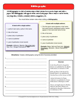 Preview image for worksheet with title Bibliography