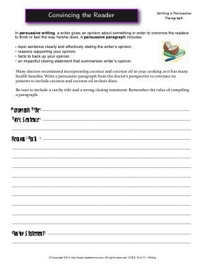 Preview image for worksheet with title Convincing the Reader